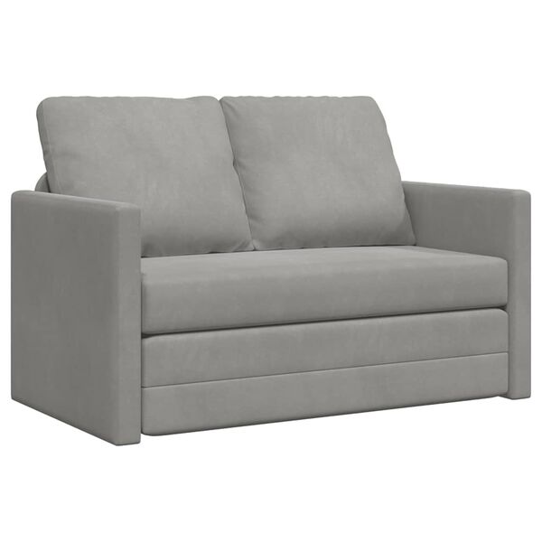 vidaXL Divano Letto da Terra 2 in 1 Grigio Chiaro 122x204x55cm Velluto