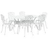 vidaXL Set da Pranzo per Giardino 7 pcs Bianco Alluminio