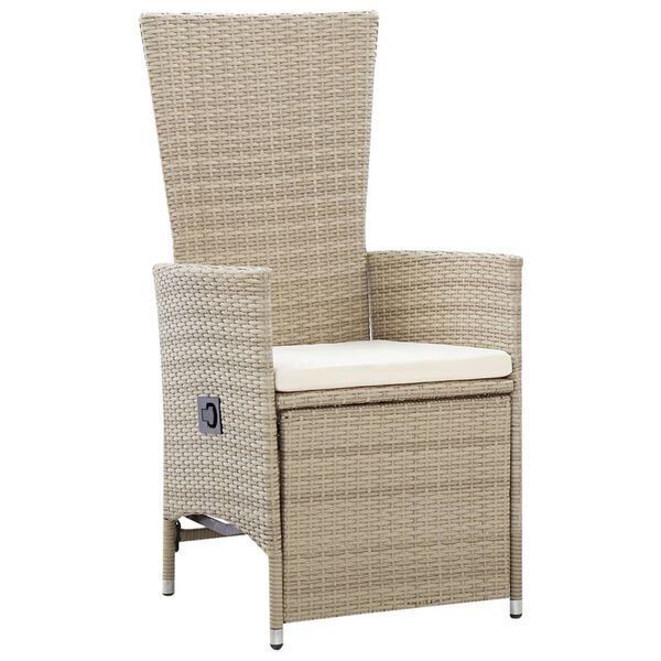 vidaXL Sedie da Giardino Reclinabili 2 pz con Cuscini Polyrattan Beige