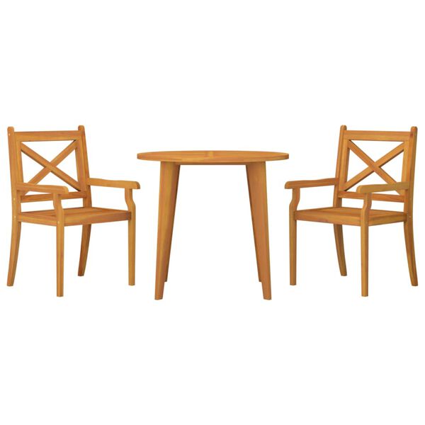 vidaXL Set Mobili da Pranzo per Giardino 3 pz Legno Massello di Acacia