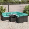 vidaXL Set Divani da Giardino 9 pz con Cuscini Nero Polyrattan Acacia