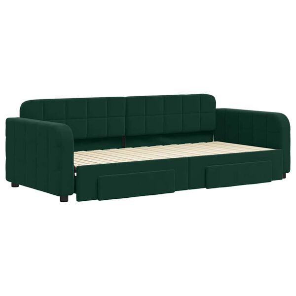 vidaXL Divano Letto Estraibile Cassetti Verde Scuro 90x200cm Velluto
