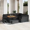 vidaXL Set Divano da Giardino con cuscino 12 pcs Nero Poly Rattan