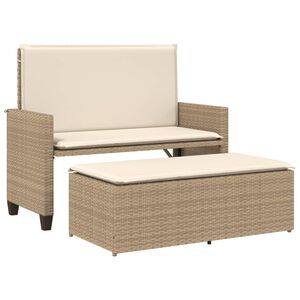 vidaXL Panca da Giardino con Cuscini e Poggiapiedi Beige in Polyrattan
