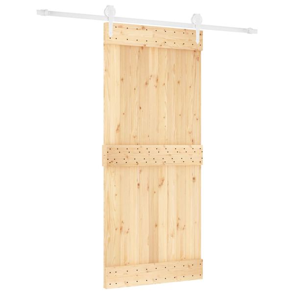 vidaXL Porta Scorrevole con Set Hardware 90x210 cm Legno Massello Pino