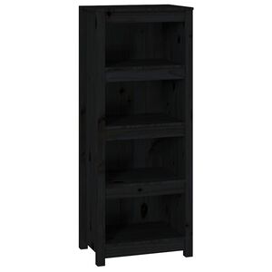 vidaXL Libreria Nera 50x35x125,5 cm in Legno Massello di Pino