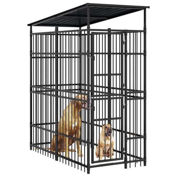 vidaXL Gabbia per Cani da Esterno con Tetto in Acciaio 1,84 m&sup2;
