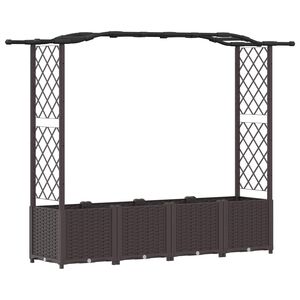 vidaXL Letto Rialzato con Griglia e Tetto Marrone 204 x 40 x 141 cm PP