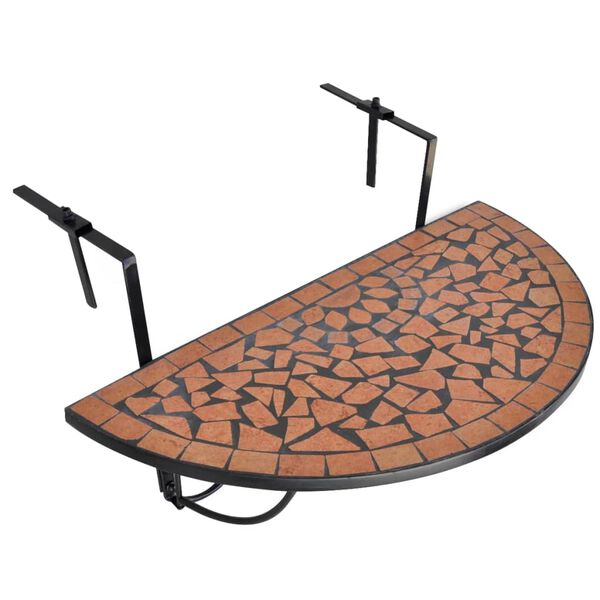 vidaXL Tavolo Sospeso da Balcone in Terracotta con Mosaico