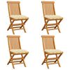 vidaXL Sedie da Giardino con Cuscini Bianco Crema 4pz Massello di Teak