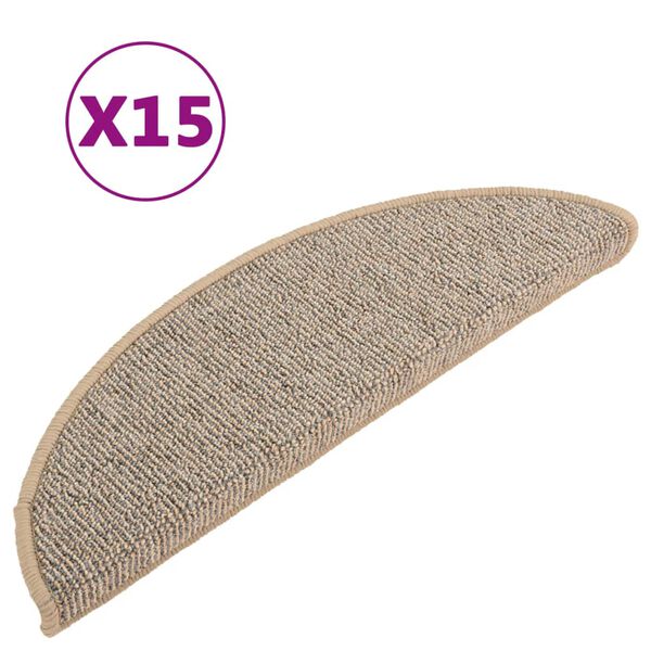 vidaXL Tappetini per scale 15 pz 56x17x3 cm Marrone Semicircolari
