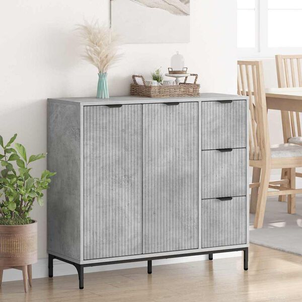 vidaXL Credenza Grigio cemento 89,5 x 33 x 82 cm Legno multistrato