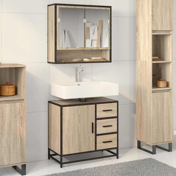 vidaXL Mobile Lavabo da Bagno Rovere Sonoma 65x33x60 cm in Truciolato