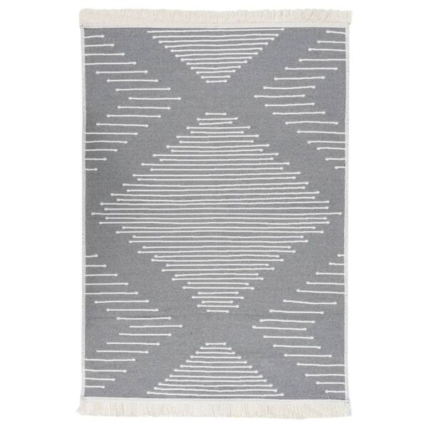 vidaXL Tappeto Grigio Scuro 160x230 cm in Cotone