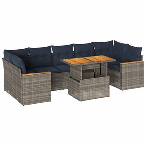 vidaXL Set Divano da Giardino 8 pz con Cuscini Grigio in Polyrattan