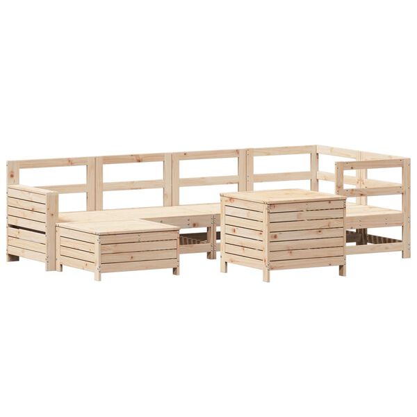 vidaXL Set Divani da Giardino 7 pz in Legno Massello di Pino
