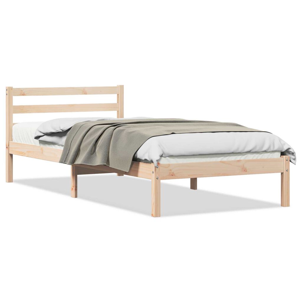 vidaXL Letto con Testiera 100x210 cm in Legno Massello di Pino
