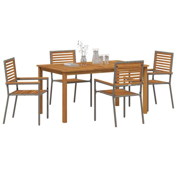vidaXL Set da Pranzo per Giardino 5 pcs Grigio Poly Rattan