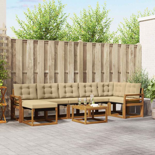 vidaXL Set di divani da esterno con cuscino 8 pcs Naturale e Beige