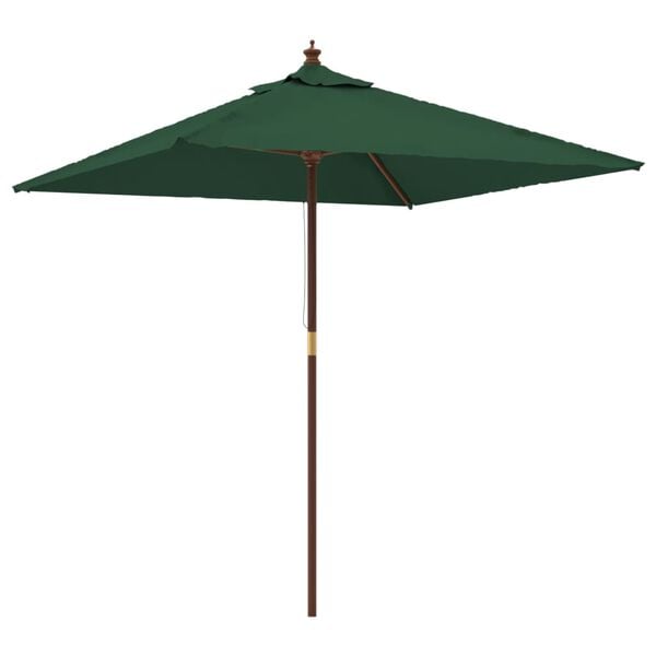 vidaXL Ombrellone da Giardino con Palo in Legno Verde 198x198x231 cm