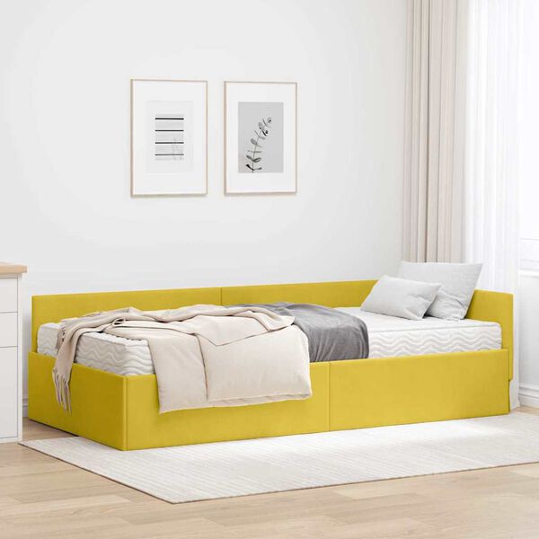 vidaXL Struttura Letto Angolare con Materasso 2 pcs Verde Velluto