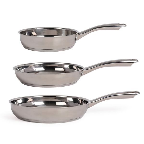 Livoo Set di Padelle per Friggere 3 pz in Acciaio Inox Argento
