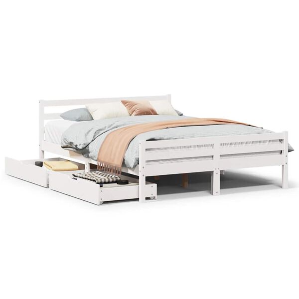 vidaXL Letto senza Materasso Bianco 140x200 cm Legno Massello di Pino
