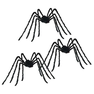 Decorazione ragno Halloween 3 pz nera 200 cm