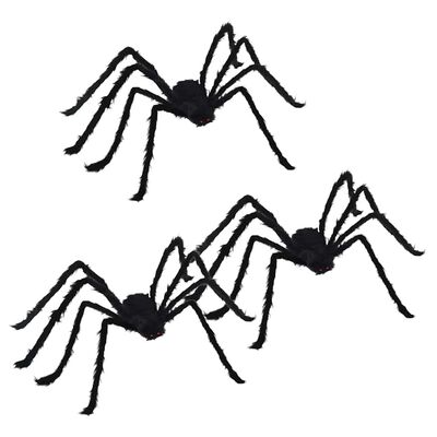 Decorazione ragno Halloween 3 pz nera 150 cm