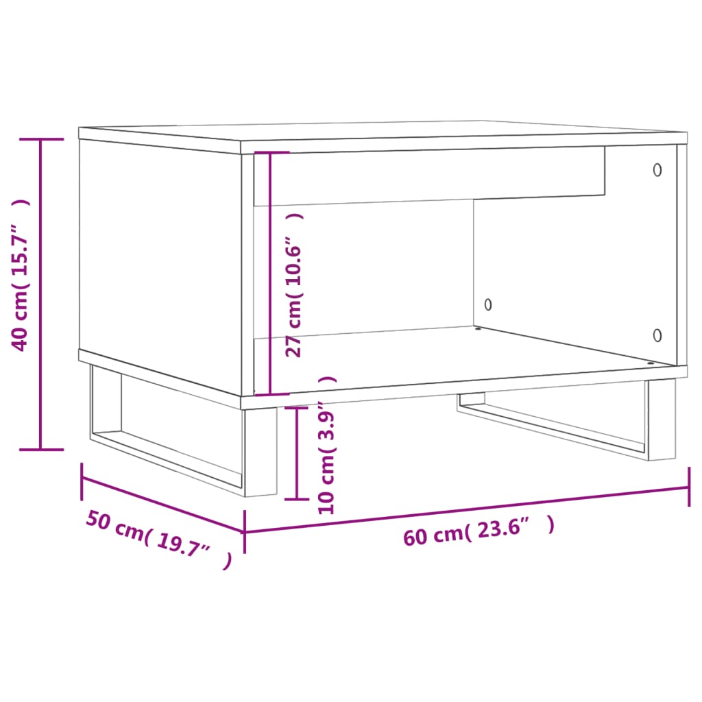 vidaXL Tavolino da Salotto Bianco 60x50x40 cm in Legno Multistrato