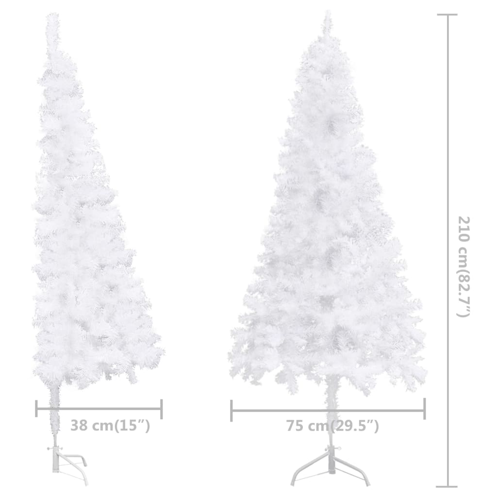 vidaXL Albero di Natale per Angolo Preilluminato Bianco 210 cm PVC