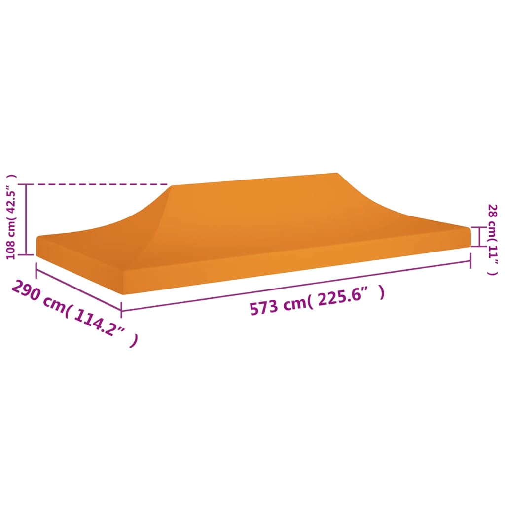 vidaXL Tetto per Tendone per Feste 6x3 m Arancione 270 g/m²