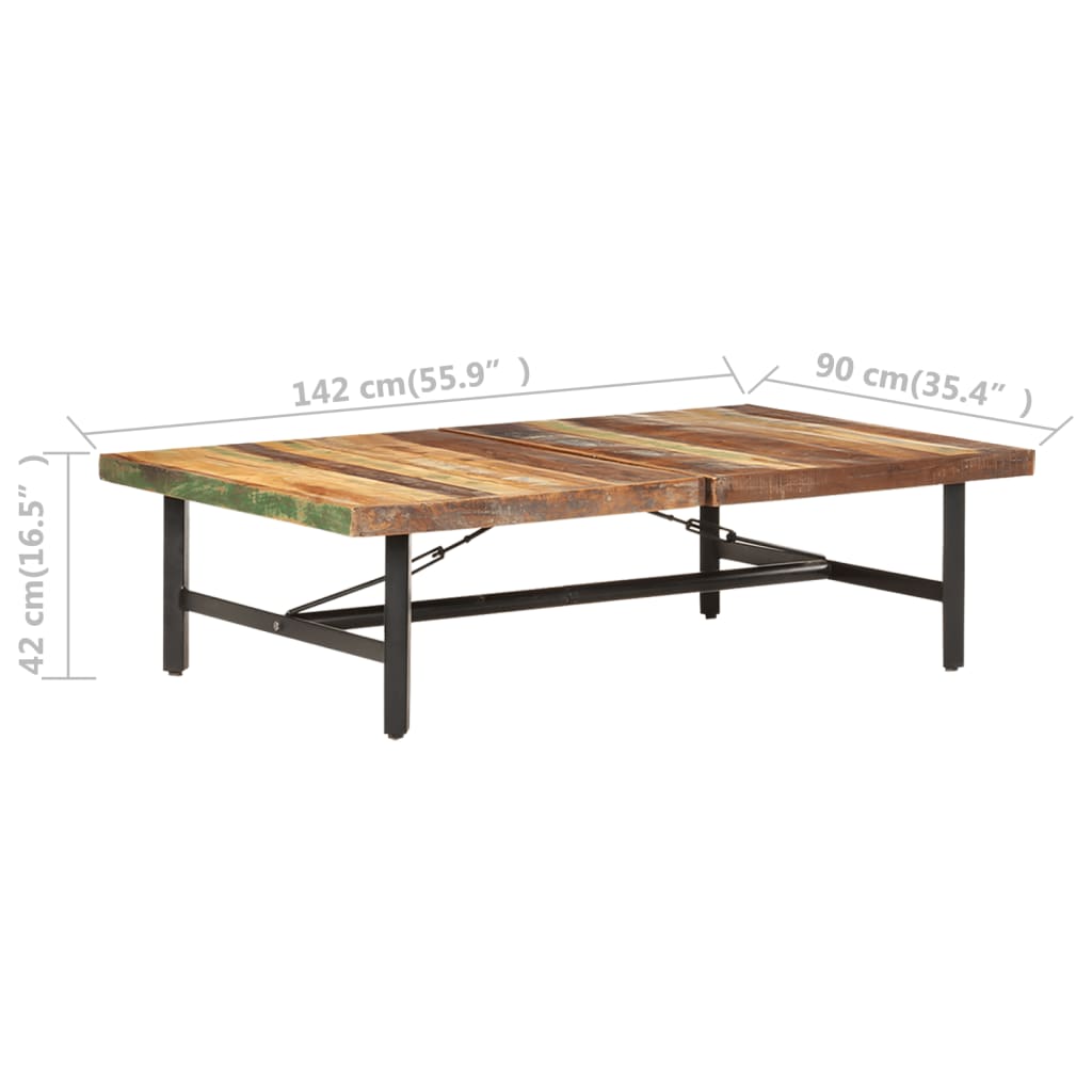 vidaXL Tavolino da Salotto in Legno Massello di Recupero 142x90x42 cm