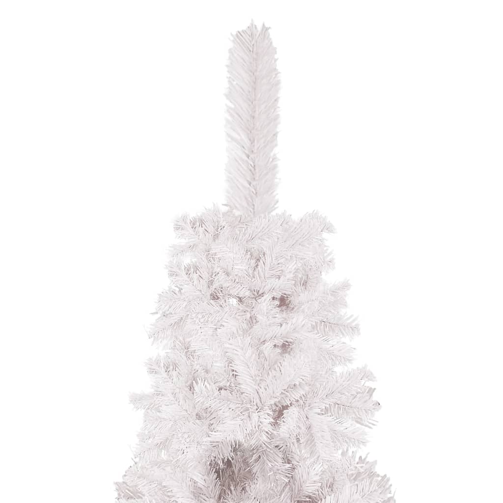 vidaXL Albero di Natale Sottile Preilluminato con Palline Bianco 210cm