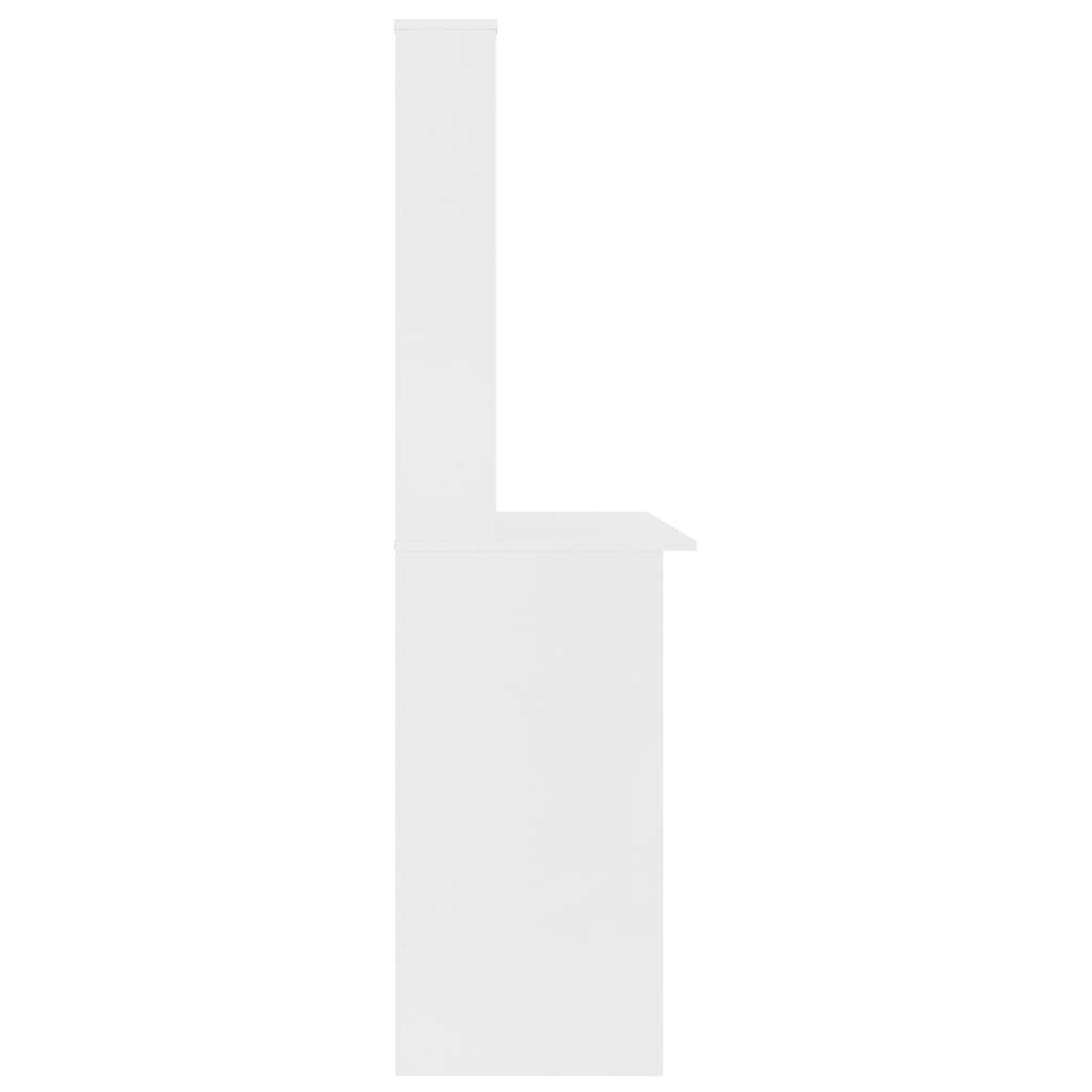vidaXL Scrivania con Mensole Bianca 110x45x157 cm in Legno Multistrato