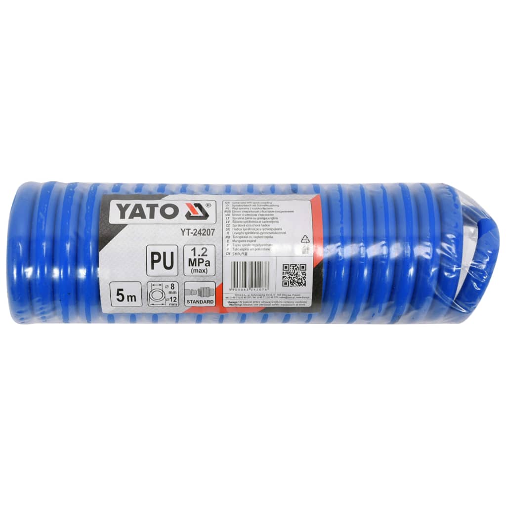 YATO Tubo dell'Aria a Spirale con Rinculo PU 5 m Blu