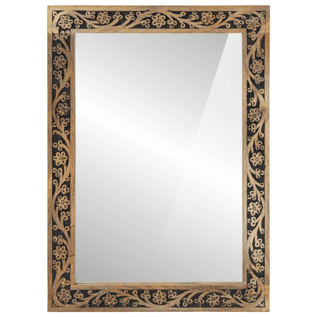 vidaXL Specchio da Bagno 50x70x2,5 cm Legno Massello di Mango e Vetro