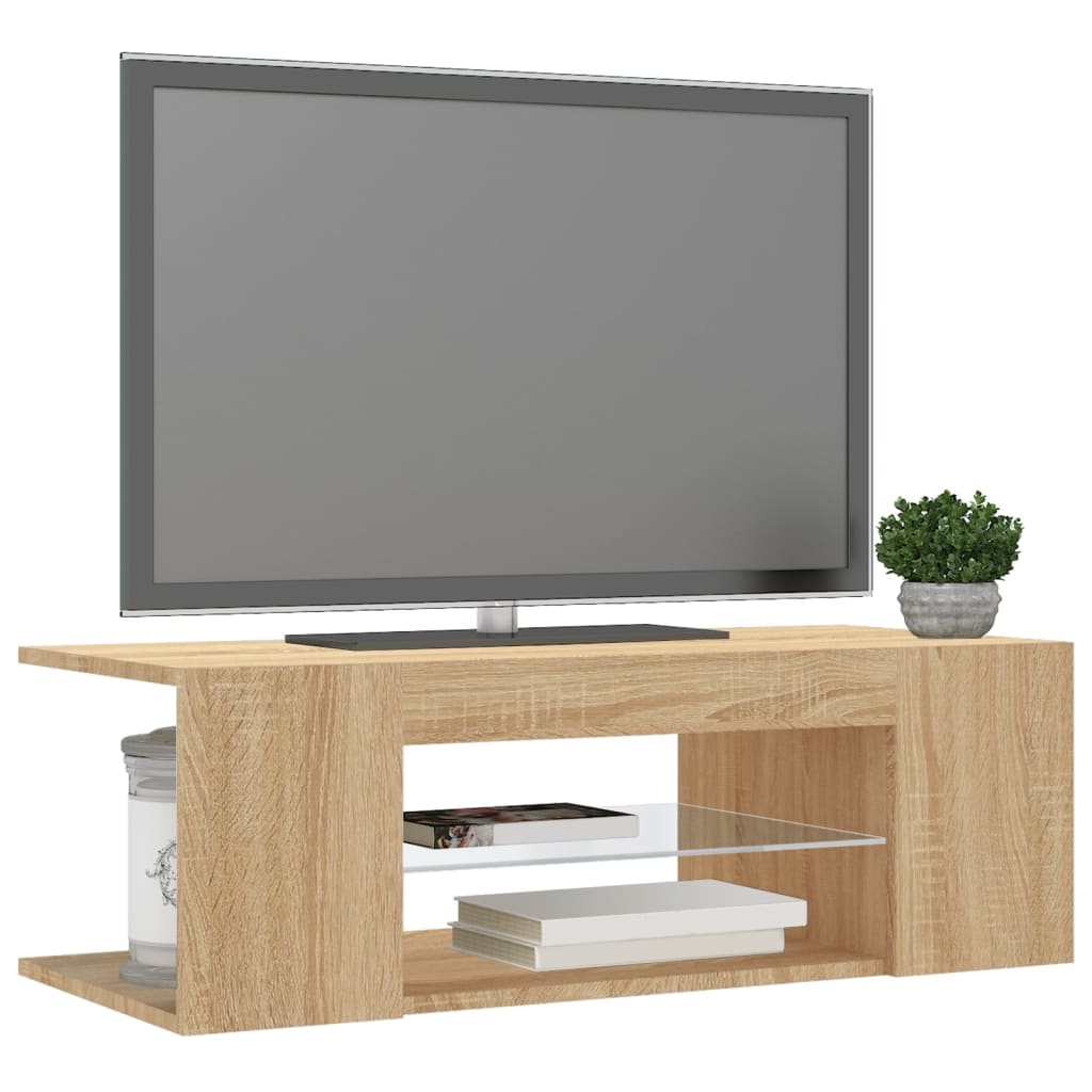 vidaXL Mobile Porta TV con Luci LED Rovere Sonoma 90x39x30 cm