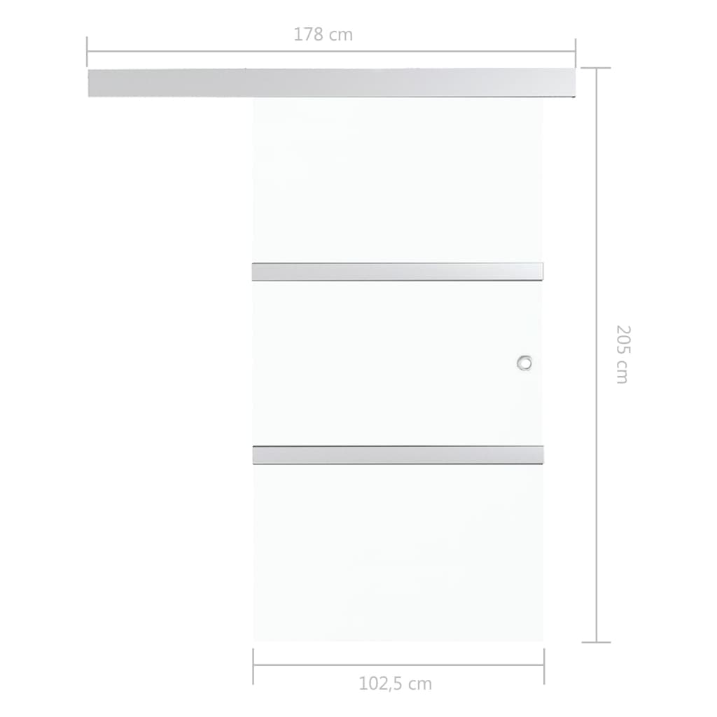vidaXL Porta Scorrevole in Vetro ESG e Alluminio 102,5x205 cm Argento