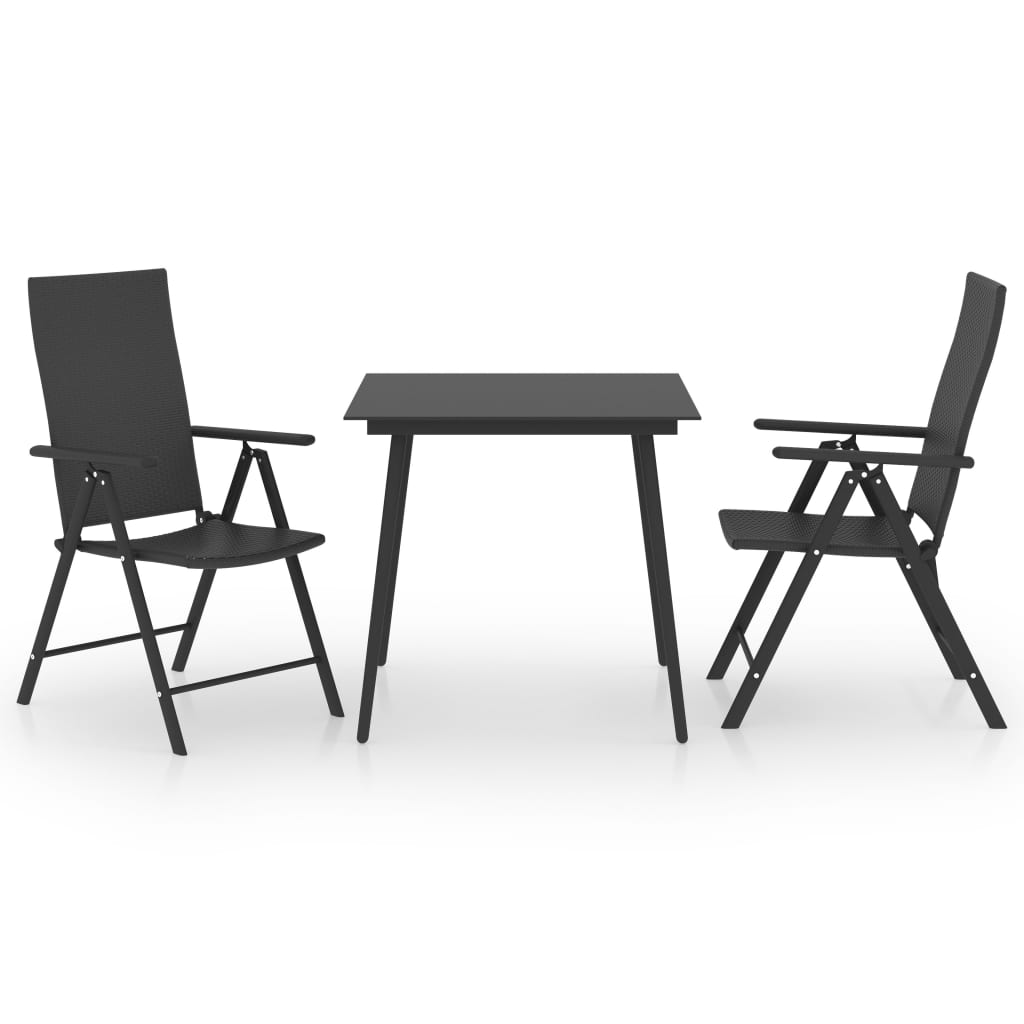 vidaXL Set da Pranzo da Giardino 3 pz Nero