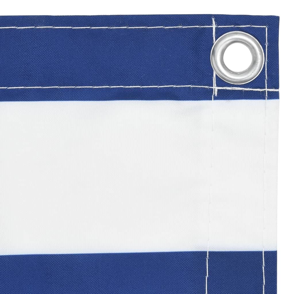vidaXL Paravento Balcone Bianco e Blu 120x400 cm Tessuto Oxford