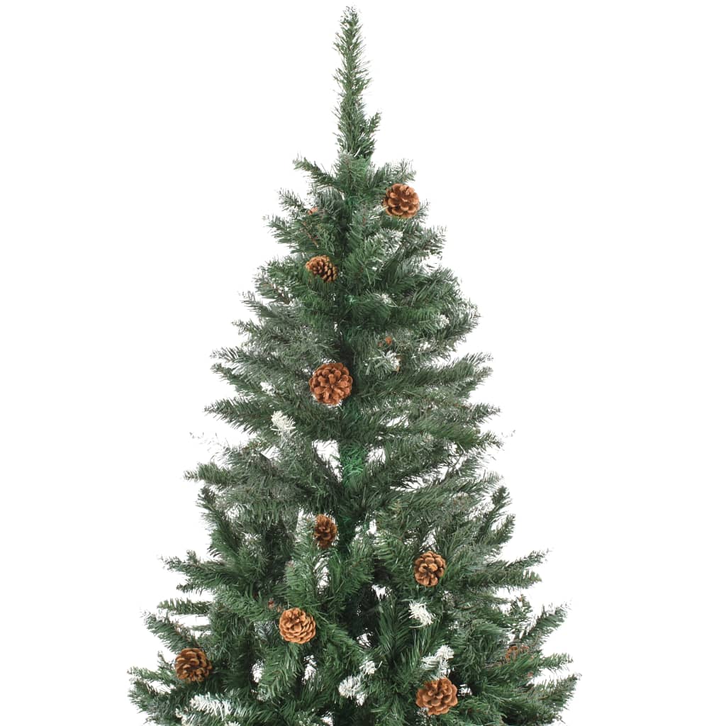vidaXL Albero di Natale Artificiale Pigne e Brillantini Bianchi 150 cm