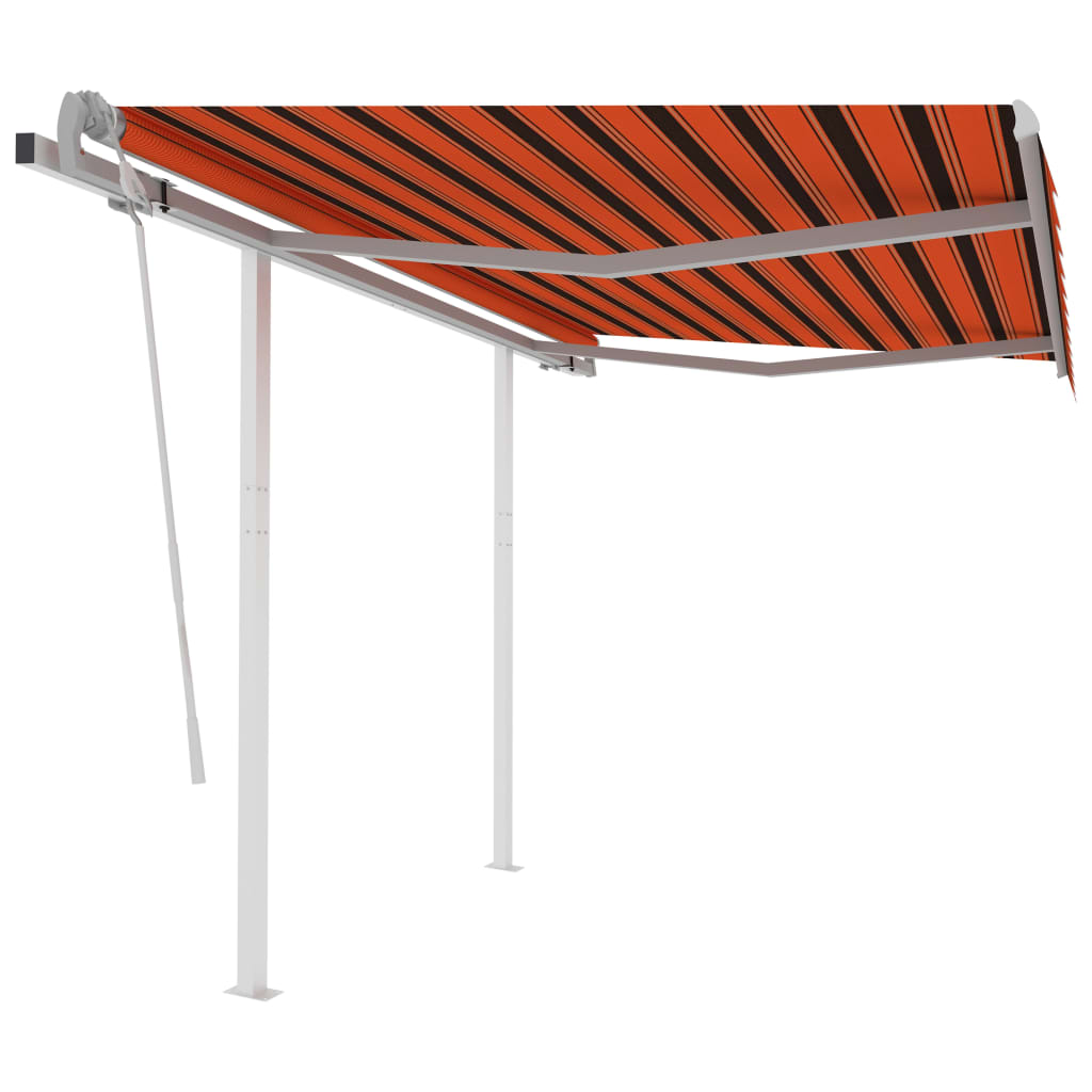 vidaXL Tenda da Sole Retrattile Manuale Pali 3x2,5 m Arancio Marrone
