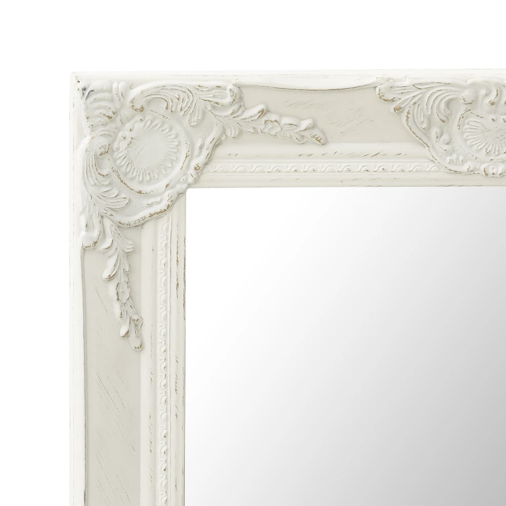 vidaXL Specchio da Parete Stile Barocco 50x80 cm Bianco