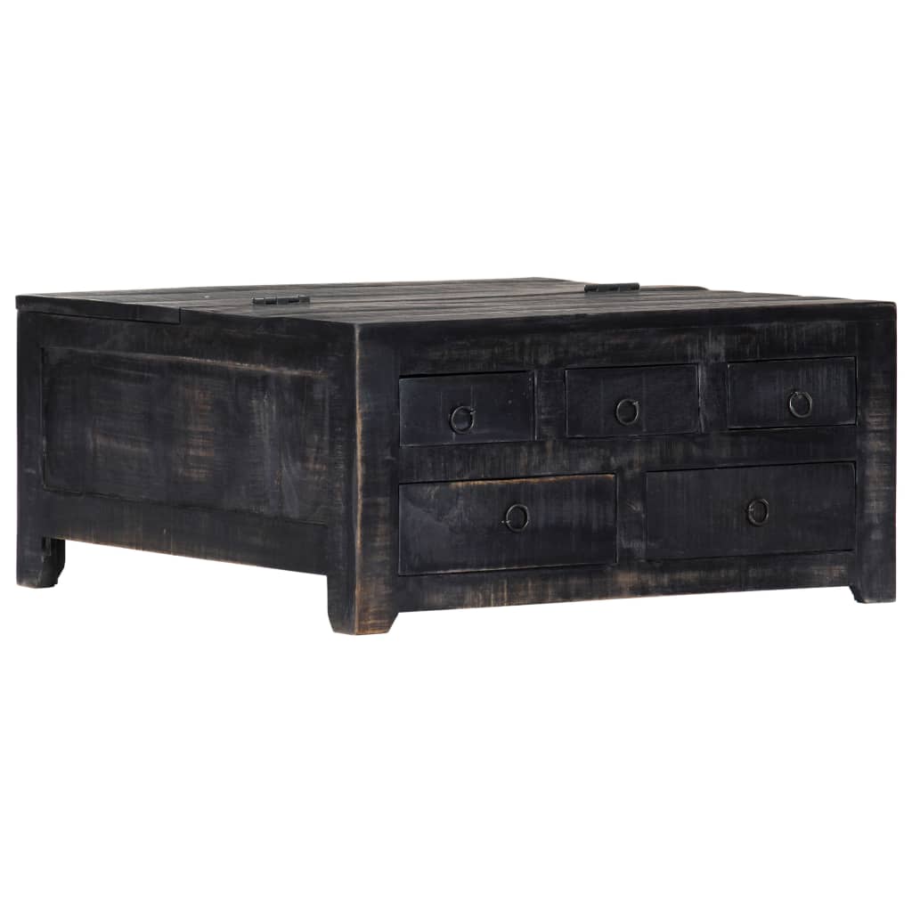 vidaXL Tavolino da Salotto Nero 65x65x30 cm in Legno Massello di Mango