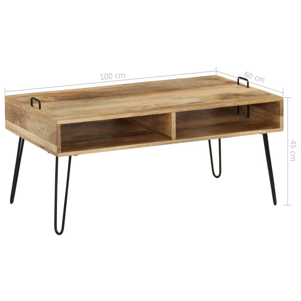 vidaXL Tavolino da Salotto in Legno Massello di Mango 100x60x45 cm