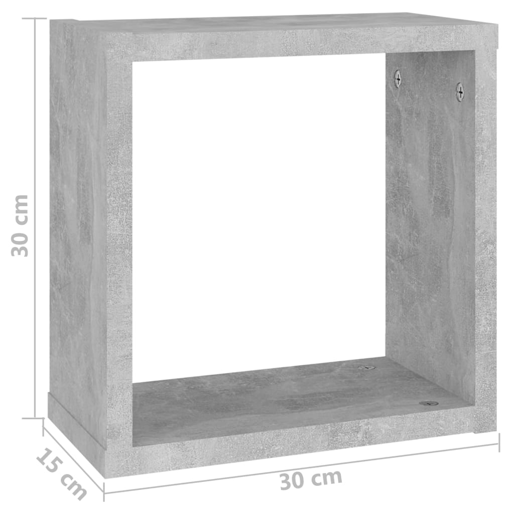 vidaXL Mensole Parete a Cubo 4 pz Grigio Cemento 30x15x30 cm