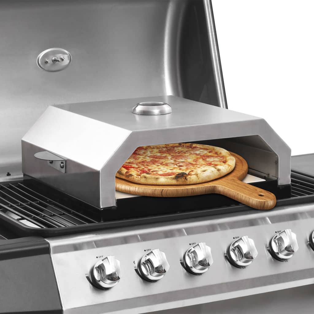 vidaXL Forno Pizza con Piastra Ceramica per Barbecue a Gas e Carbone