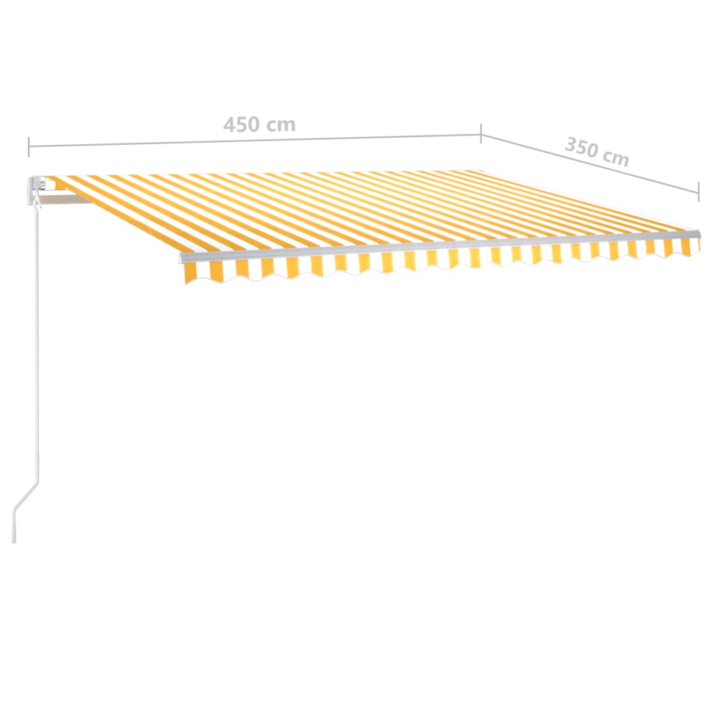vidaXL Tenda da Sole Retrattile Manuale con LED 4,5x3,5m Gialla Bianca