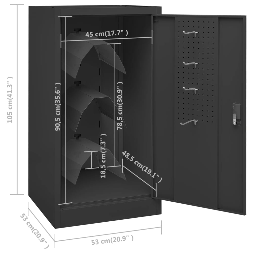 vidaXL Armadio Porta Sella Antracite 53x53x105 cm in Acciaio